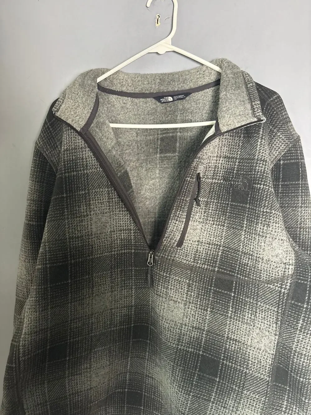The North Face Gray Plaid Shirt Jacket Size L